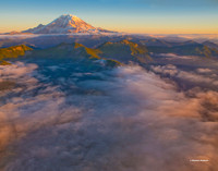 Rainier Aerial Sunset